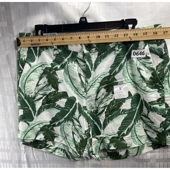 OLD NAVY Shorts Women's Size 10 Green/White Floral All Over Print Linen Summer - Picture 3 of 11